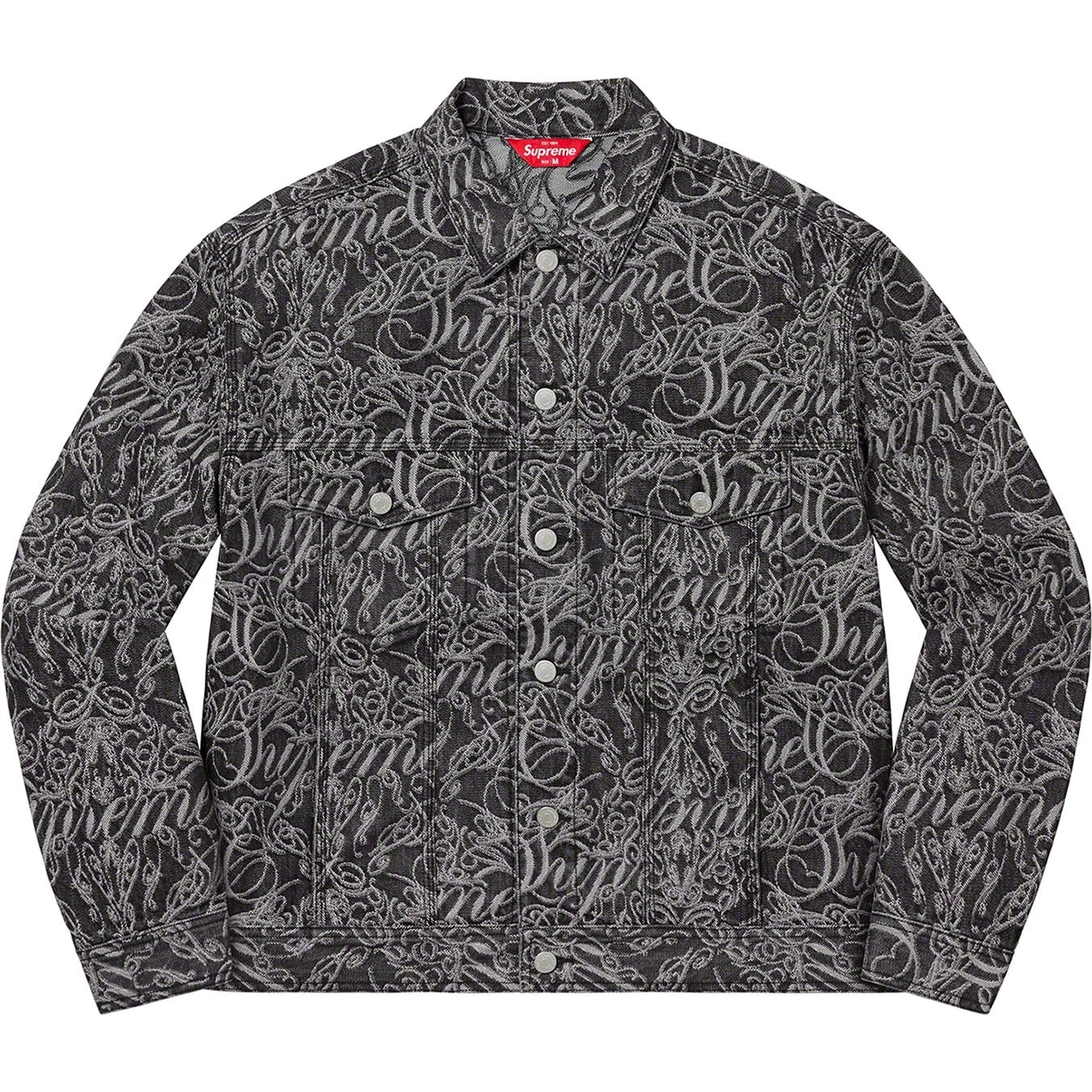 Script Jacquard Denim Trucker Jacket view 14